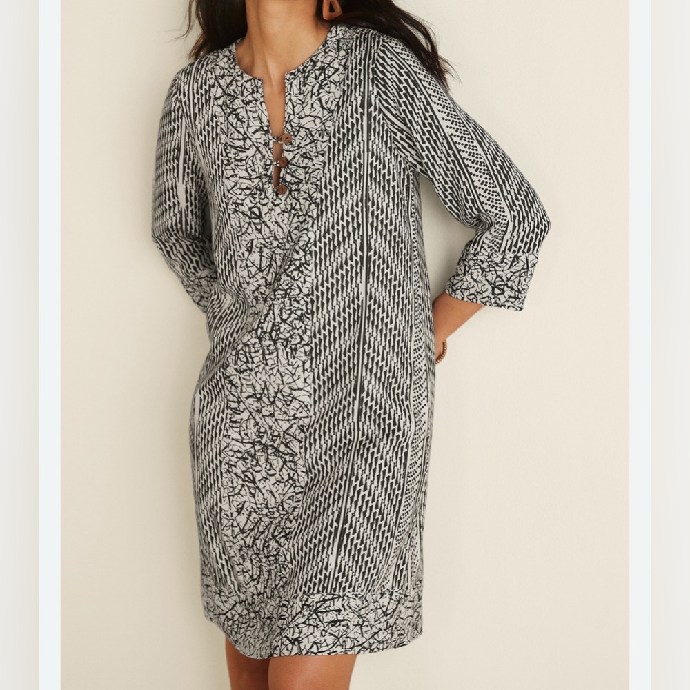 Soft Surroundings Raven Black and White Above the Knee Dress size medium